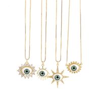 Fashion Devil's Eye Copper Inlay Resin Zircon Pendant Necklace main image 5