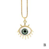 Fashion Devil's Eye Copper Inlay Resin Zircon Pendant Necklace sku image 1