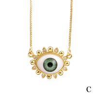Fashion Devil's Eye Copper Inlay Resin Zircon Pendant Necklace sku image 4