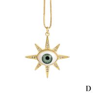 Fashion Devil's Eye Copper Inlay Resin Zircon Pendant Necklace sku image 2