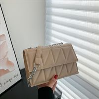 Women's All Seasons Pu Leather Solid Color Fashion Quilted Square Flip Cover Chain Bag main image 4
