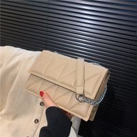 Women's All Seasons Pu Leather Solid Color Fashion Quilted Square Flip Cover Chain Bag main image 3