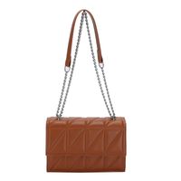 Women's All Seasons Pu Leather Solid Color Fashion Quilted Square Flip Cover Chain Bag sku image 2
