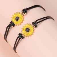 Vintage Style Sunflower Alloy Rope Enamel Women's Bracelets 2 Pieces main image 2