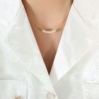 Collar De Acero De Titanio De Joyería De Cadena De Clavícula De Perla Simple sku image 3