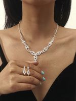 Großhandel Koreanische Kupferkristall Halskette Ohrring Zweiteiliges Set Nihaojewelry sku image 41