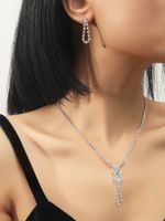 Wholesale Korean Copper Crystal Necklace Earring Two-piece Set Nihaojewelry sku image 40