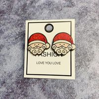 Fashion Cartoon Character Wood Handmade Unisex Earrings 1 Pair sku image 2