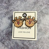 Fashion Cartoon Character Wood Handmade Unisex Earrings 1 Pair sku image 4