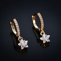 Fashion Star Copper Zircon Drop Earrings 1 Pair sku image 1