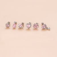 1 Piece Sweet Heart Shape Flower Plating Stainless Steel Zircon Ear Studs main image 3