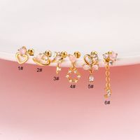 Sweet Heart Shape Bow Knot Stainless Steel Plating Zircon Ear Studs 1 Piece main image 2