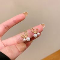Sweet Star Flower Bow Knot Alloy Inlay Artificial Pearls Rhinestones Women's Earrings 1 Pair sku image 5