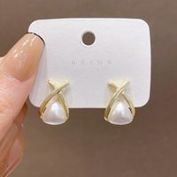 Sweet Star Flower Bow Knot Alloy Inlay Artificial Pearls Rhinestones Women's Earrings 1 Pair sku image 2