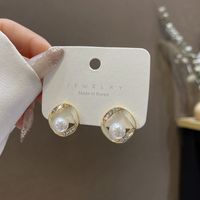 Sweet Star Flower Bow Knot Alloy Inlay Artificial Pearls Rhinestones Women's Earrings 1 Pair sku image 20