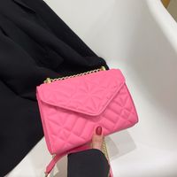 Women's Pu Leather Solid Color Vintage Style Quilted Square Flip Cover Crossbody Bag main image 1
