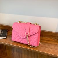 Women's Pu Leather Solid Color Vintage Style Quilted Square Flip Cover Crossbody Bag main image 5