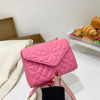 Women's Pu Leather Solid Color Vintage Style Quilted Square Flip Cover Crossbody Bag main image 4