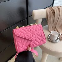 Women's Pu Leather Solid Color Vintage Style Quilted Square Flip Cover Crossbody Bag main image 2