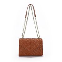 Women's Pu Leather Solid Color Vintage Style Quilted Square Flip Cover Crossbody Bag sku image 1