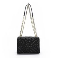 Women's Pu Leather Solid Color Vintage Style Quilted Square Flip Cover Crossbody Bag sku image 6