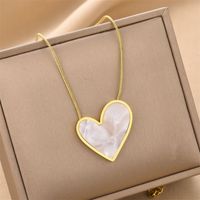 Wholesale Simple Style Heart Shape Titanium Steel Inlay Glass Earrings Necklace sku image 7