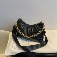 Women's Pu Leather Lingge Fashion Quilted Chain Square Zipper Crossbody Bag main image 4