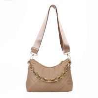 Women's Pu Leather Lingge Fashion Quilted Chain Square Zipper Crossbody Bag sku image 1