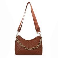 Women's Pu Leather Lingge Fashion Quilted Chain Square Zipper Crossbody Bag sku image 2