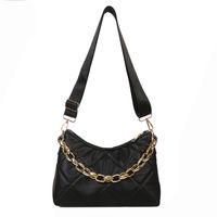 Women's Pu Leather Lingge Fashion Quilted Chain Square Zipper Crossbody Bag sku image 4