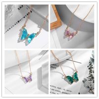 Fashion Simple Style Butterfly Alloy Plating Artificial Crystal Women's Necklace main image 2