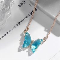 Fashion Simple Style Butterfly Alloy Plating Artificial Crystal Women's Necklace sku image 2