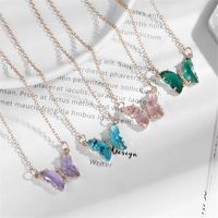 Fashion Simple Style Butterfly Alloy Plating Artificial Crystal Women's Necklace main image 6