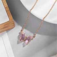 Fashion Simple Style Butterfly Alloy Plating Artificial Crystal Women's Necklace sku image 4