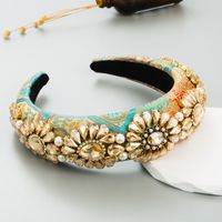 Luxurious Geometric Cloth Inlay Artificial Pearls Glass Hair Band 1 Piece sku image 1