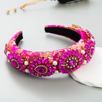 Luxurious Geometric Cloth Inlay Artificial Pearls Glass Hair Band 1 Piece sku image 2