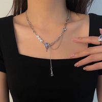 Collares Colgantes De Aleación De Perlas De Mariposa Con Forma De Corazón De Moda Para Mujer sku image 14