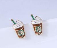 925 Silber Nadel Delicate Koreanischen Mode Süße Ol Einfache Milch Tee Tasse Persönlichkeit Ohrringe main image 3
