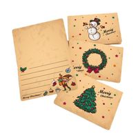 Christmas Retro Creative Ing Blessings Folding Cartoon Greeting Cards Set Of 9 main image 2