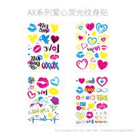 Fluorescent Love Graffiti Waterproof Lip Print Tattoo Sticker sku image 5
