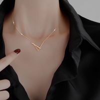Fashion Simple Style Geometric Titanium Steel Rhinestone Metal Diamond Artificial Gemstones Necklace main image 5