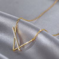 Fashion Simple Style Geometric Titanium Steel Rhinestone Metal Diamond Artificial Gemstones Necklace main image 1