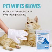 Haustier Waschen-kostenloser Nicht-gewebt Handschuhe Katze Hund Reinigung Entfernung Haar Tücher main image 1