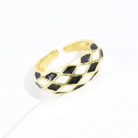 Fashion Lingge Copper Enamel Gold Plated Open Ring 1 Piece main image 4