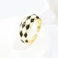 Fashion Lingge Copper Enamel Gold Plated Open Ring 1 Piece main image 1