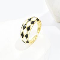 Fashion Lingge Copper Enamel Gold Plated Open Ring 1 Piece sku image 1