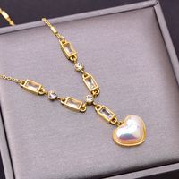 Glam Four Leaf Clover Heart Shape Titanium Steel Plating Artificial Pearls Necklace main image 2