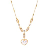 Glam Four Leaf Clover Heart Shape Titanium Steel Plating Artificial Pearls Necklace main image 4