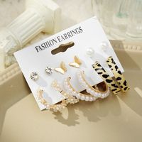 Fashion Heart Shape Butterfly Bow Knot Imitation Pearl Alloy Inlay Rhinestones Women's Earrings 1 Set sku image 7