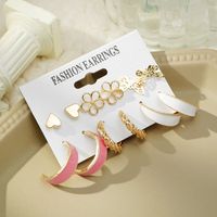 Fashion Heart Shape Butterfly Bow Knot Imitation Pearl Alloy Inlay Rhinestones Women's Earrings 1 Set sku image 3